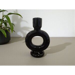 New MCM Black Circle Round Modern Abstract Candle Holder Room Decor